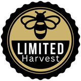 Logo of Limited Harvest with a bee symbol on a gold and black background