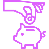 piggy bank icon in purple